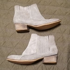 Grey leather suede ankle boots